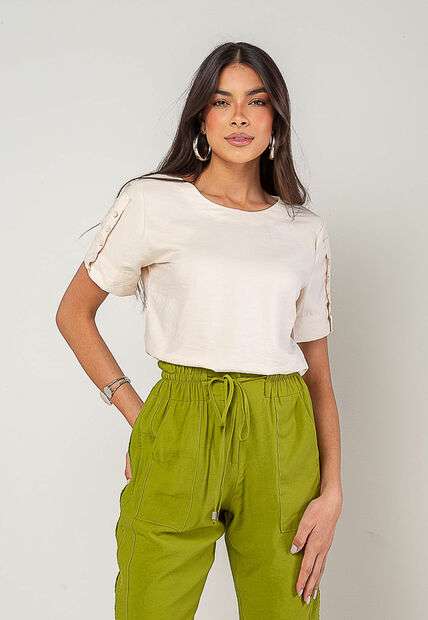 Image_Blusa Alfaiataria Com Botões Na Manga Marfim Salvatore