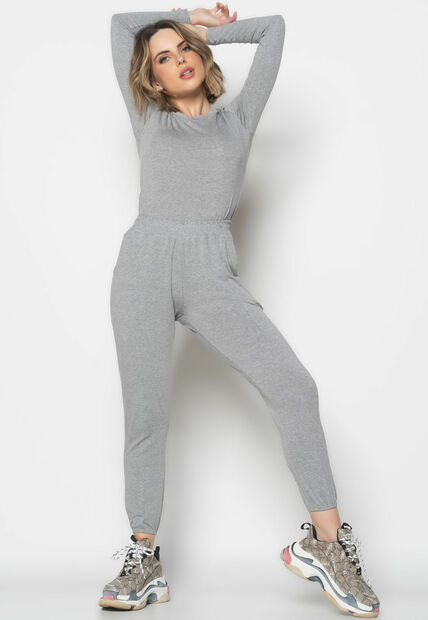 Conjunto Comfy Com Blusa Manga Longa e Jogger Recorte Malha Mescla Salvatore Fas