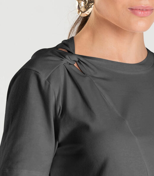 Blusa Feminina Com Detalhe em Nó Dianna Cinza