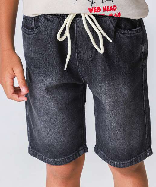 Bermuda Infantil Jeans Bolso Tam 04 a 08 Azul