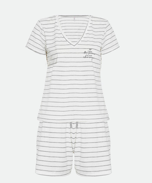 Pijama Feminino Listrado Manga Curta Marisa