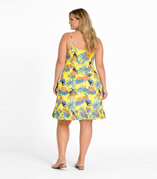 Vestido Curto Feminino Estampado Plus Size Select Amarelo