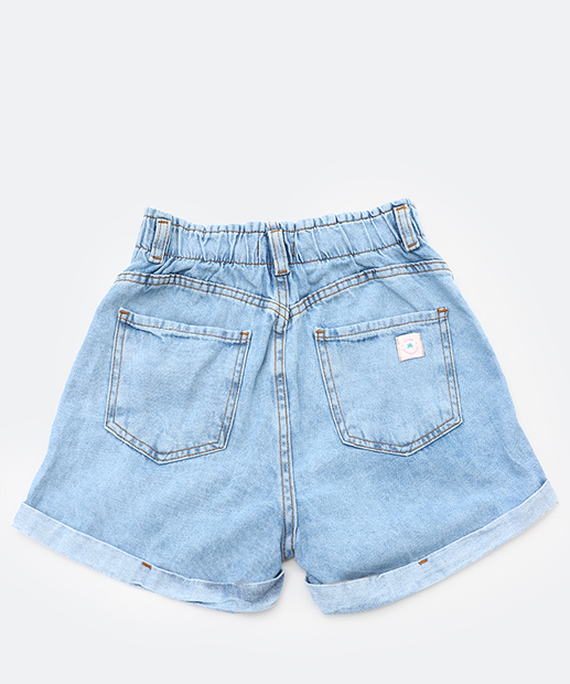 Short Juvenil Jeans Clochard Barra Dobrada Tam 10 a 16 Azul