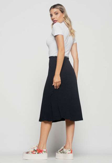 Blusa  Gola Alta Manga Curta Malha Branco