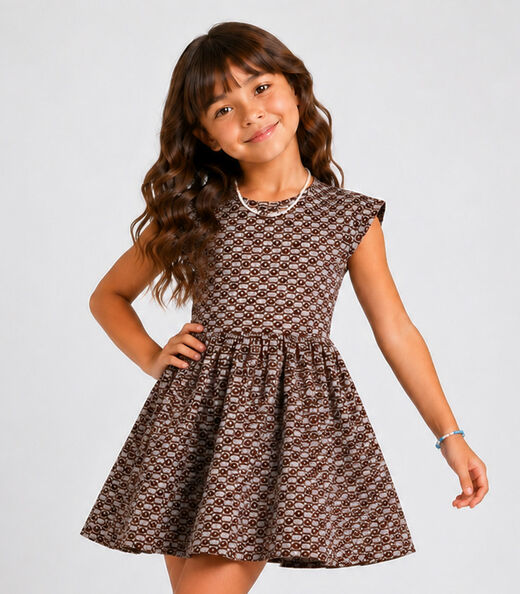 Image_Vestido Infantil Feminino Jacquard Vegas Select Marrom