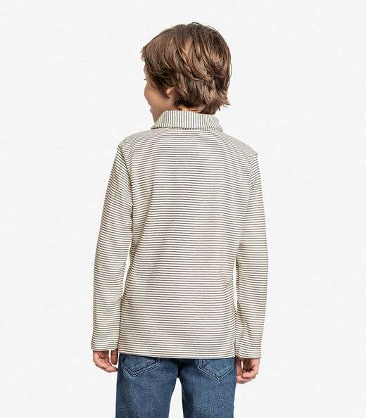 Camisa Listrada Infantil Manga Longa Trick Nick Bege