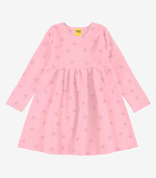 Vestido Manga Longa Infantil Rovi Kids Rosa