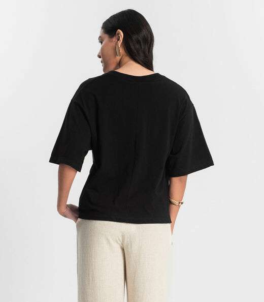 T- Shirt Feminina Meia Malha Rovitex Preto