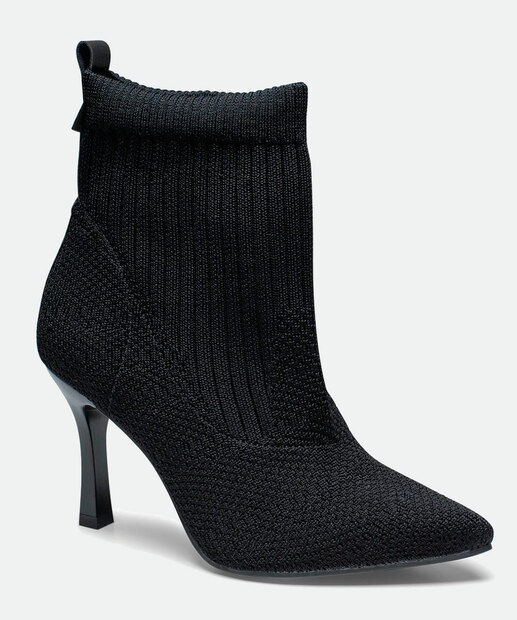 Bota Feminina Cano Curto Knit Salto Fino Dakota 