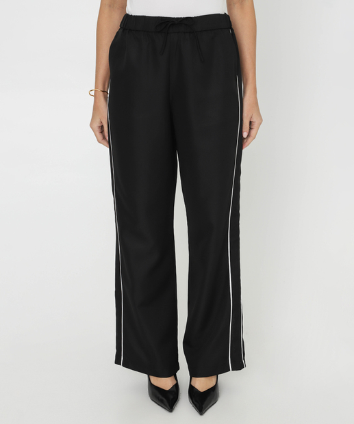 Calça Feminina Wide Leg Friso Marisa Preto