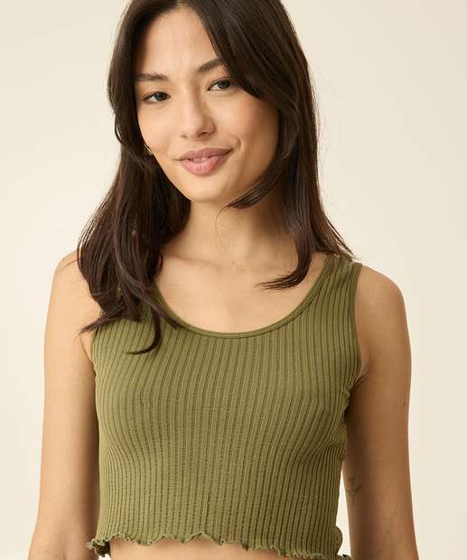 Blusa Cropped Regata Feminina Canelada Marisa