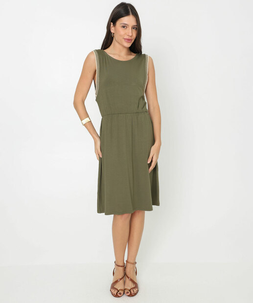 Image_Vestido Feminino Sem Manga Retilínea Marisa Verde