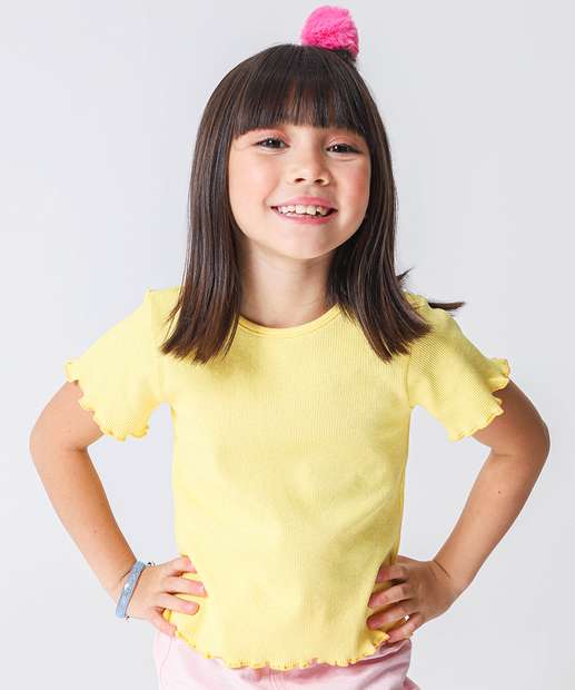 Image_Blusa Infantil Canelada Brilho Marisa Tam 4 a 10 Amarelo