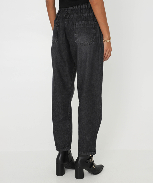 Calça Jeans Feminina Clochard Bolsos Preto