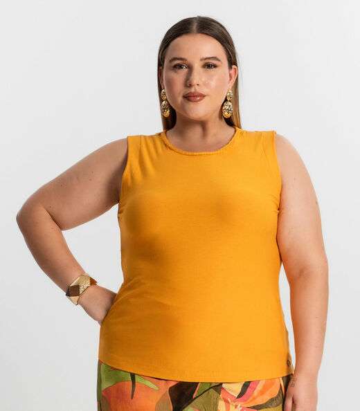 Regata Feminina Plus Size Secret Glam Amarelo