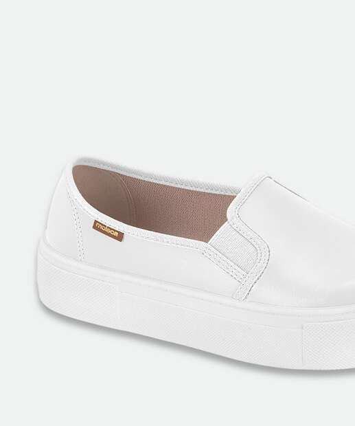 Tênis Casual Feminino Slip On Moleca Branco