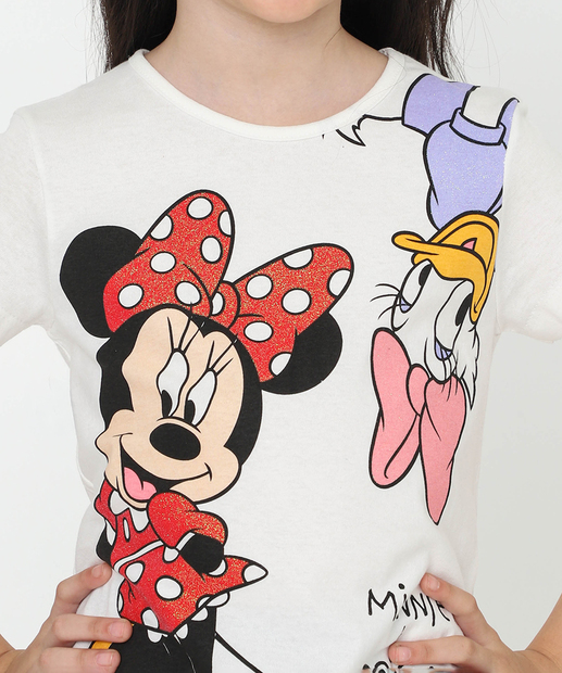 Blusa Infantil Minnie E Margarida Disney Tam 4 a 10 Off White