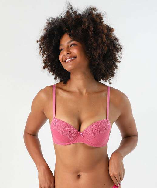 Sutiã de Renda Com Base E Com Bojo Marisa Rosa
