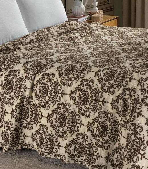 Manta Flannel Casal Lar E Lazer Bege