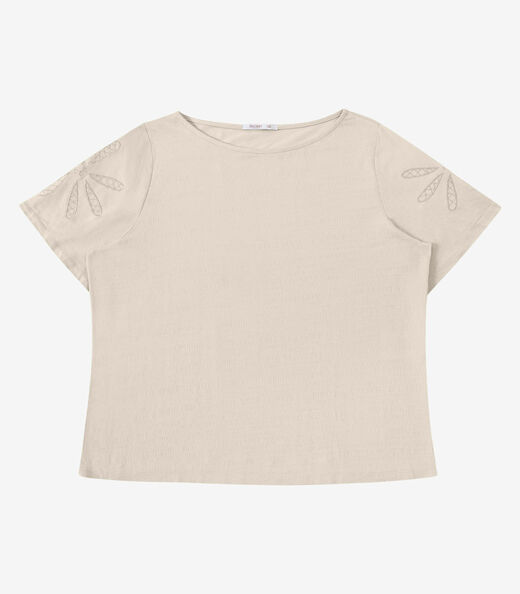 Blusa Feminina Com Bordado Secret Glam Bege