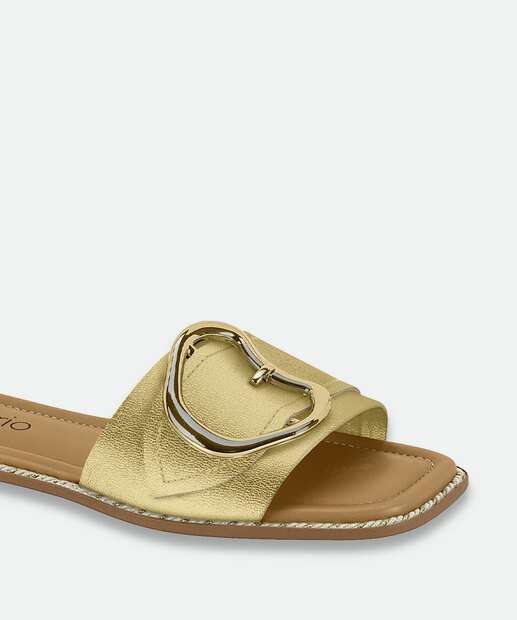 Rasteirinha Feminina Metalizada Beira Rio Dourado