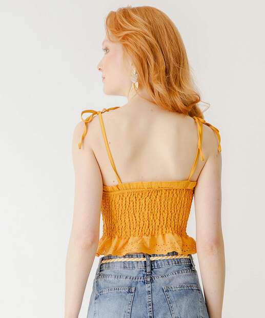 Top Cropped Feminino Lastex Laise Marisa Amarelo