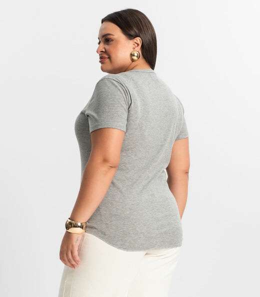 Blusa Feminina Manga Curta Ribana Sublime KO Cinza