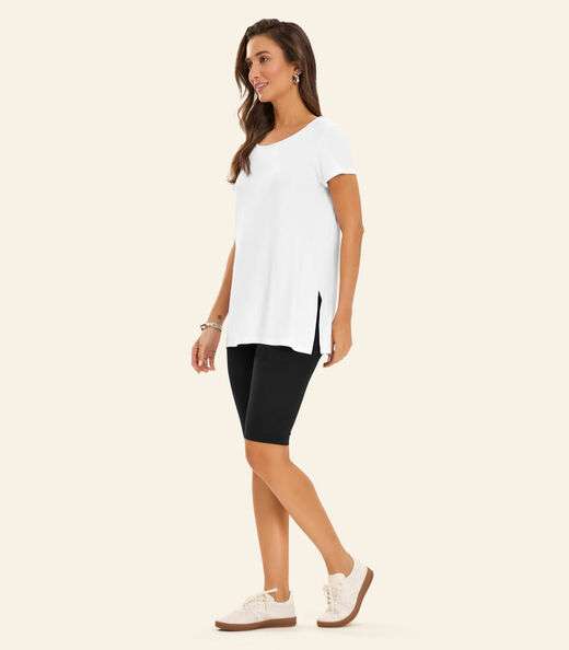 Bermuda Ciclista Feminina em Cotton Pesado Rovitex Preto