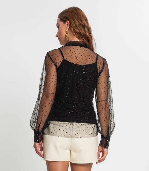 Camisa Manga Longa Com Blusa De Alça Endless Preto