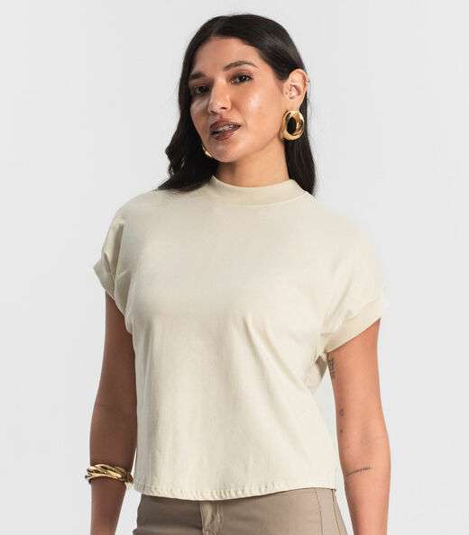 Blusa Feminina Meia Malha Bege