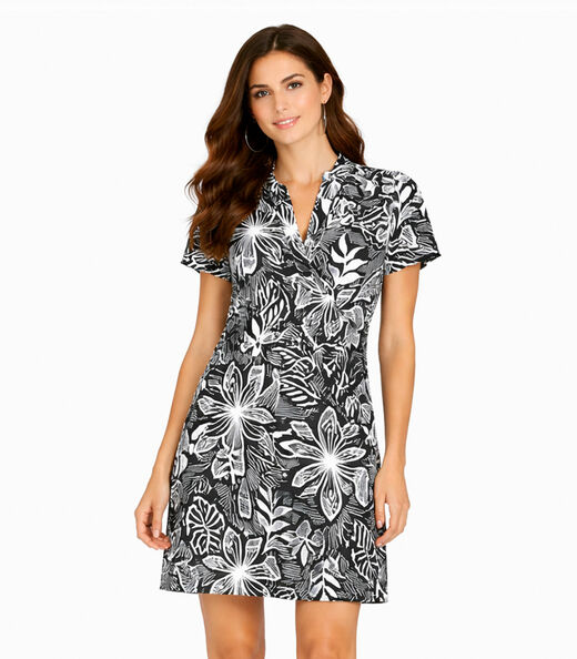 Image_Vestido Curto Estampado Com Peitilho Infinita Cor Preto