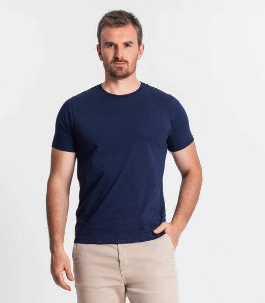 Image_Camiseta Masculina Básica Meia Malha Diametro Azul