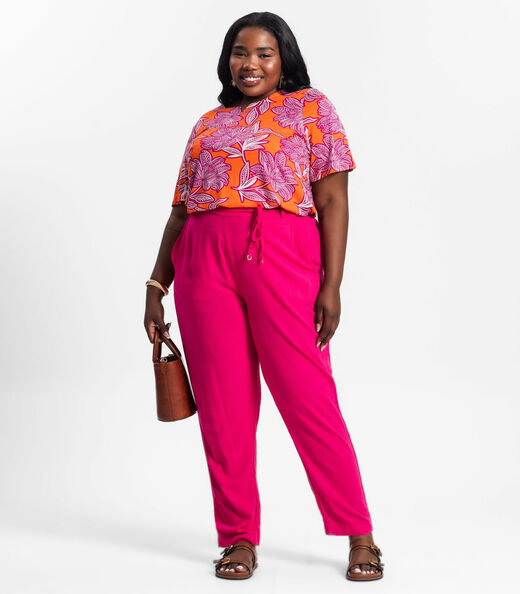 Blusa Manga Curta Feminina Plus Size Secret Glam Laranja