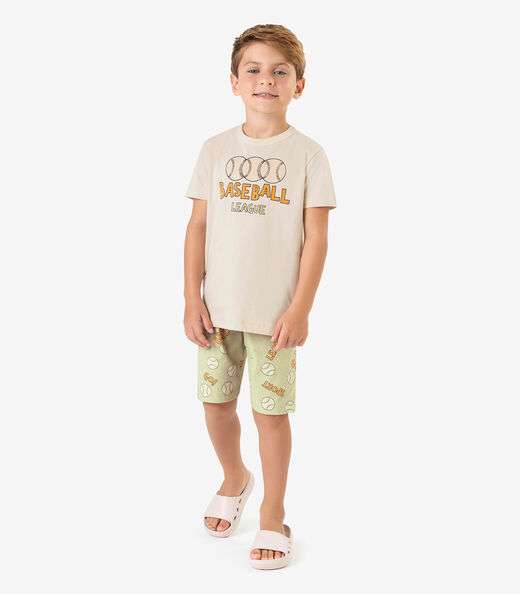 Pijama Meia Malha Rovi Kids Bege