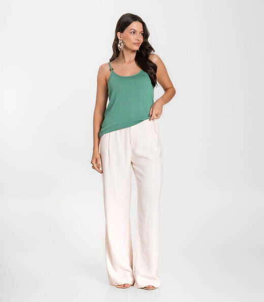 Blusa de Alça em Visco Tricot Infinita Cor Verde