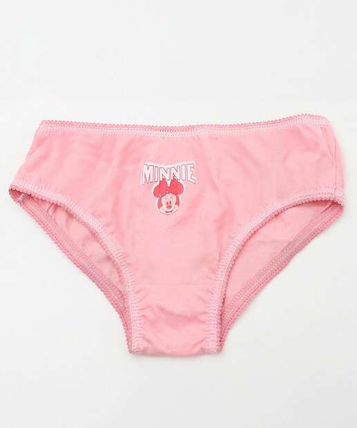 Kit 3 Calcinhas Infantil Minnie Disney Tam 2 a 12 Vermelho