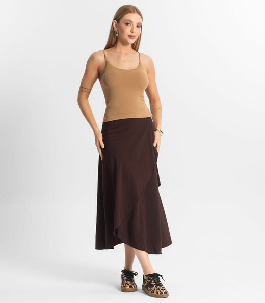 Blusa Feminina De Alça Poliamida Style Box Marrom