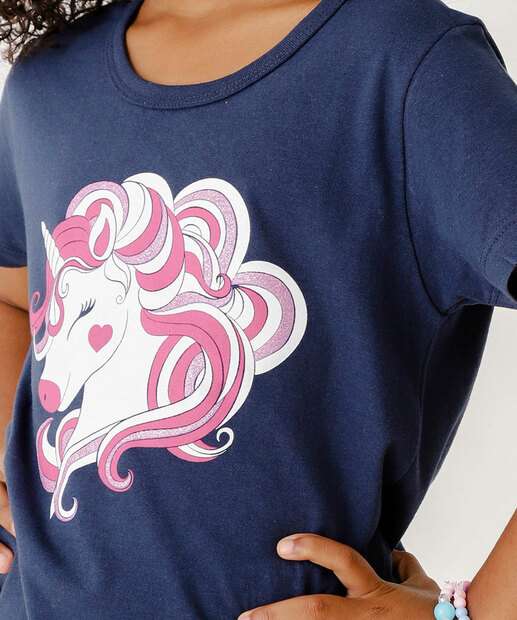 Camiseta Infantil Estampa Unicórnio Marisa Tam 4 a 10