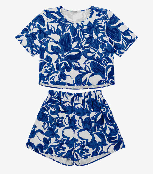 Conjunto Blusa com Shorts Feminino Endless Azul