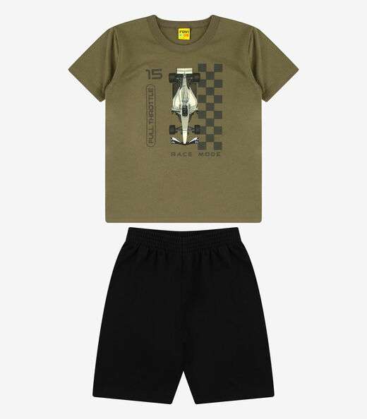Conjunto Camiseta com Bermuda Masculino Rovi Kids Verde