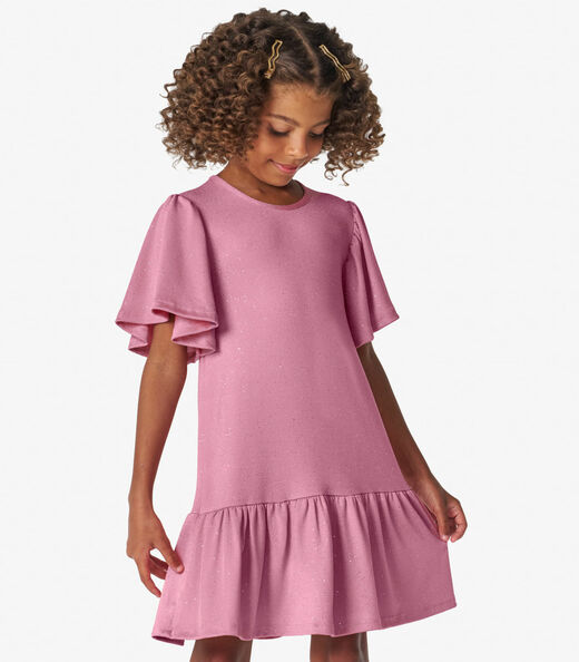 Vestido Infantil em Malha Star Shine Trick Nick Rosa