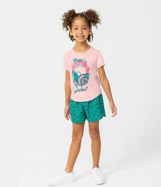 Conjunto Infantil Feminino Music Rovitex Rosa