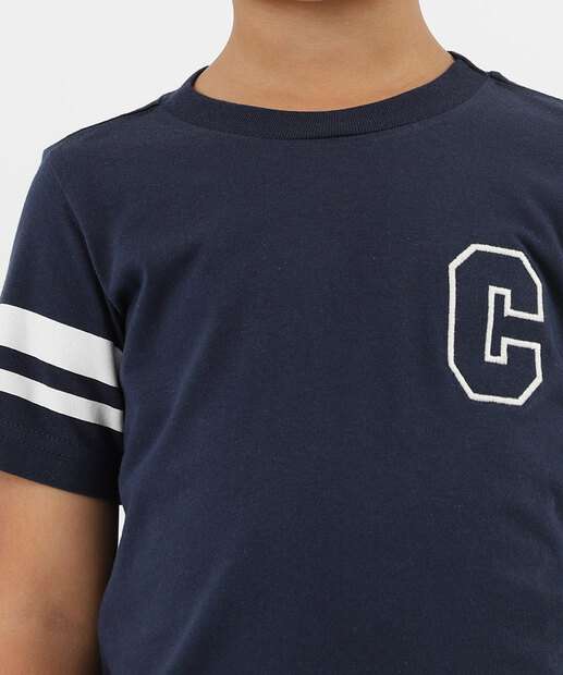 Camiseta Infantil Estampada MR Tam 4 a 10 Azul