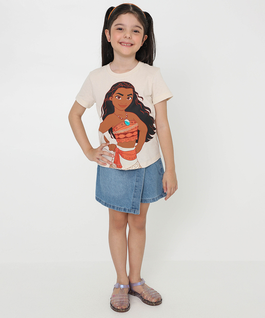 Blusa Infantil Moana Bolsinha Tam 4 a 10 Bege