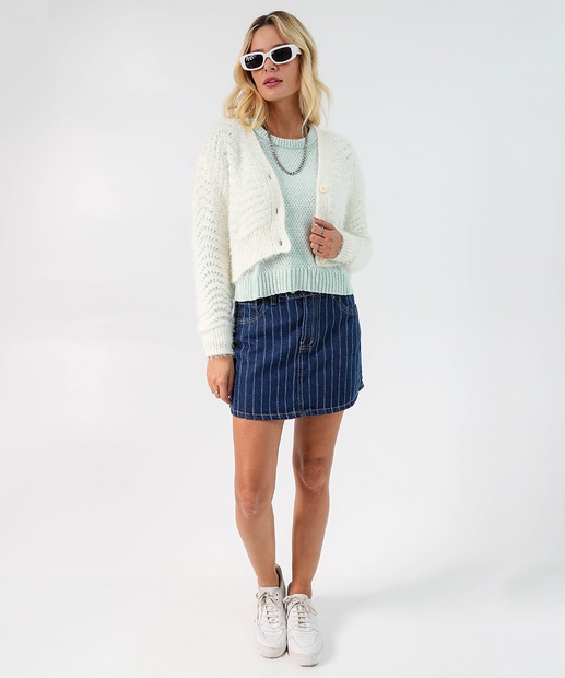 Cardigan Feminino Cropped Marisa Off White 