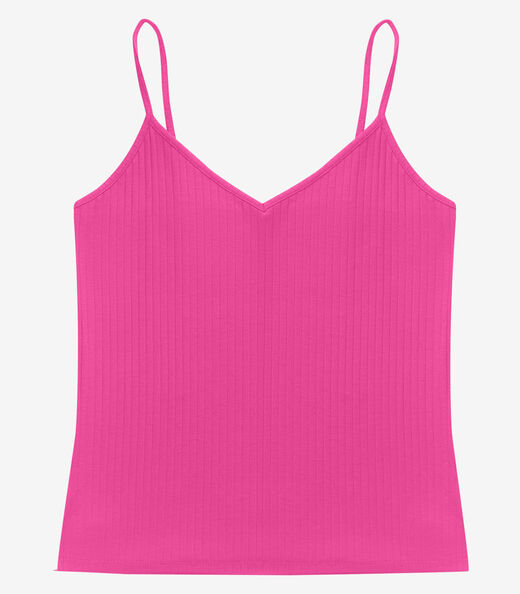 Blusa De Alça Feminina Ribana Canelada Rovitex Rosa