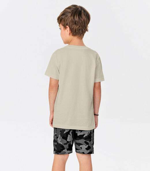 Conjunto Menino Camiseta Com Bermuda Trick Nick Bege