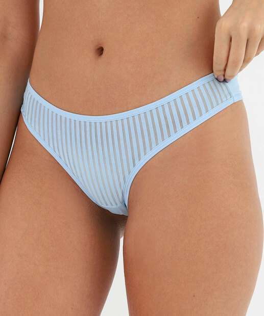 Calcinha Biquíni Listras Tule Marisa Azul