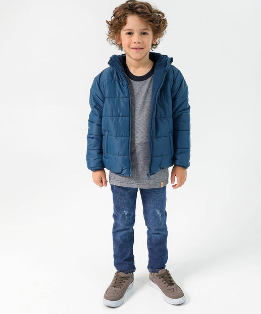 Jaqueta Infantil Puffer Marisa Azul Tam 4 a 10