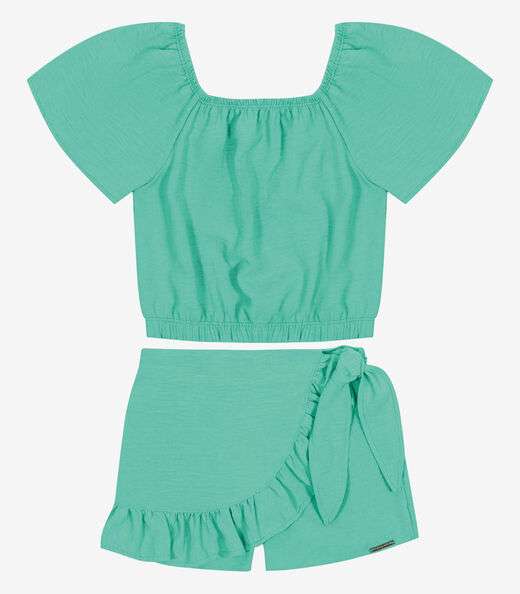 Conjunto Blusa Com Shorts Saia Trick Nick Verde